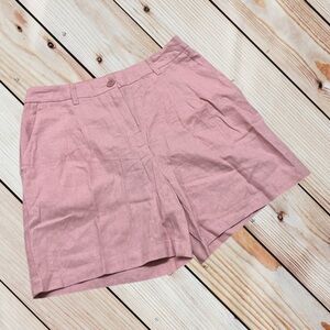 NWT Violets & Roses size 6/28 rose tan high waisted pleated 55% linen shorts